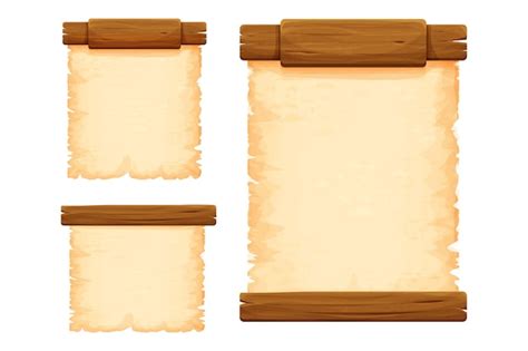 Premium Vector Set Wood Planks With Parchment Paper In Cartoon Style