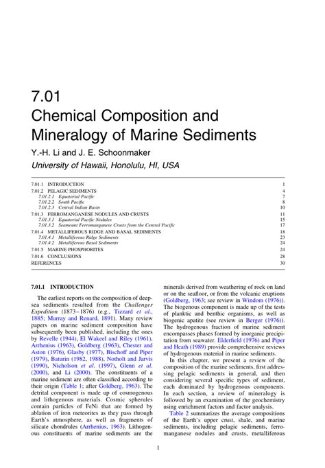 (PDF) Chemical Composition and Mineralogy of Marine Sediments