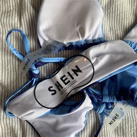 Blue And Black Triangle Tie Dye Bikini With Tie Up Depop