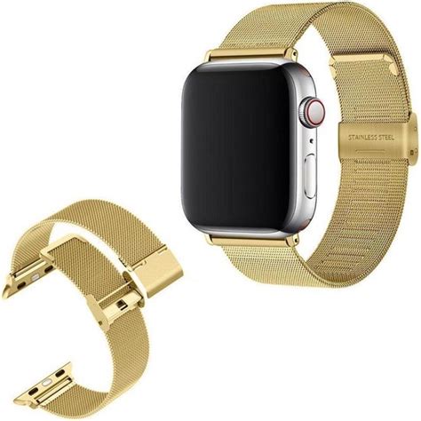 By Qubix Milanese Loop Bandje Goud Geschikt Voor Apple Watch 38mm