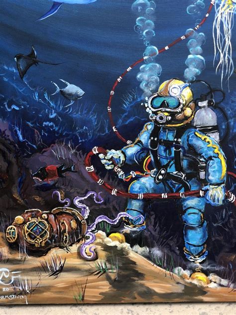 Deep Sea Diver Discovery Deep Sea Diver Art Diver Art Underwater Art