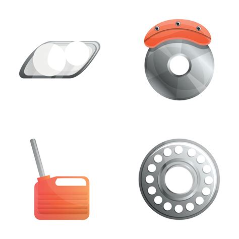 Spare Part Icons Set Cartoon Vector New Spare Part For Automobile