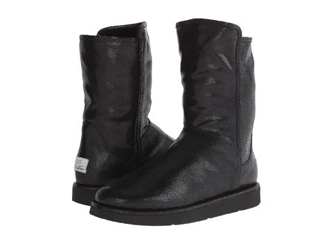 Ugg ® Classic Short Water Resistant Leather Boots In Black Lyst