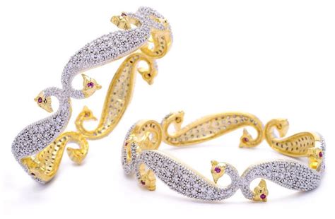 Buy JSD American Diamond Gold Plated Bangles Set For Women And Girls 2