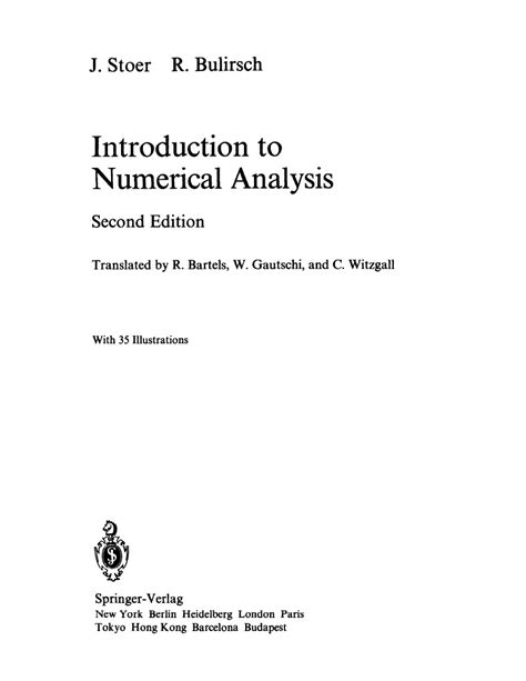 Ebook Introduction To Numerical Analysis J Stoer R Bulirsch Pdf