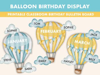Hot Air Balloon Birthday Bulletin Board Kit Birthday Display