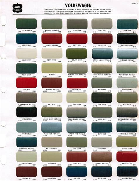 New Nason Automotive Paint Color Chart Volkswagen Beetle Volkswagen