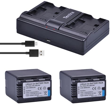 Tectra 2PCS VW VBK360 VBK360 Li Ion Camera Battery USB Dual Channel