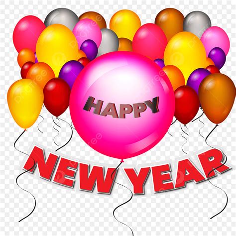 New Year Balloons Vector Art Png Stylish Colorful Happy New Year