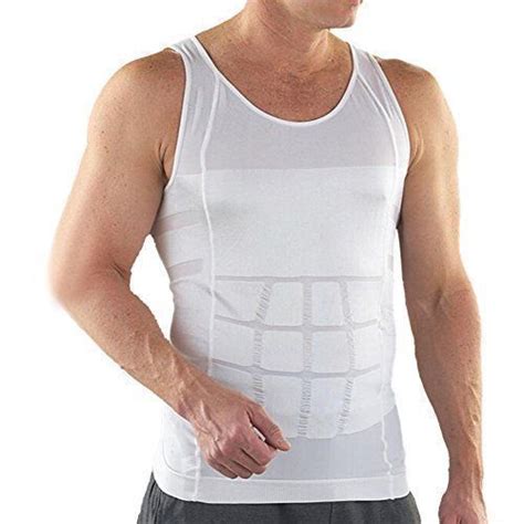 Neu Herren Kompression Wei Abnehmen Body Shaper Weste Shirt Abs Bauch