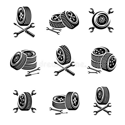 Car Wheels Collection Set Collection Icon Wheels Stock Vector