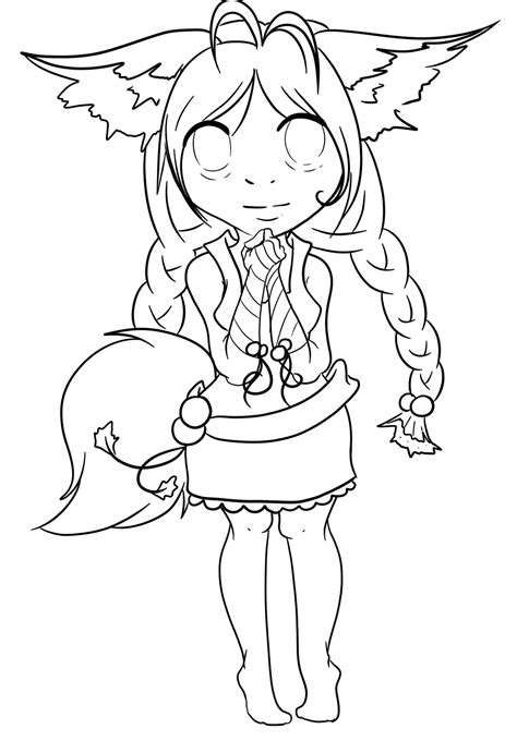 Anime Fox Girl Cute Coloring Pages Coloring Home