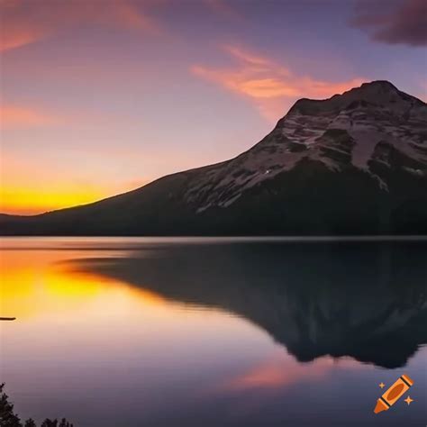 Breathtaking Mountain Lake At Sunset In Ultra High Definition On Craiyon