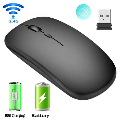 1600dpi mouse sem fio 2 4g clássico recarregável ratos ultra fino mudo