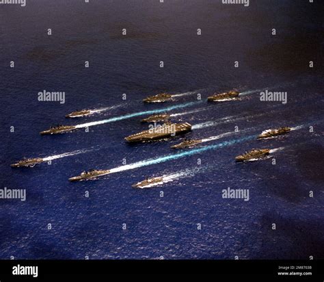 An Aerial Port Bow View Of Battle Group Charlie Underway In Formation