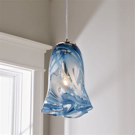 Stormy Skies Ruffled Art Glass Pendant Blown Glass Pendant Light