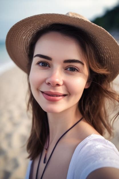 Premium Photo Face Selfie And Portrait Of A Woman On The Beach For