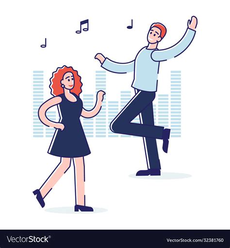 Cartoon Couple Dancing Young Happy Man And Woman Vector Image