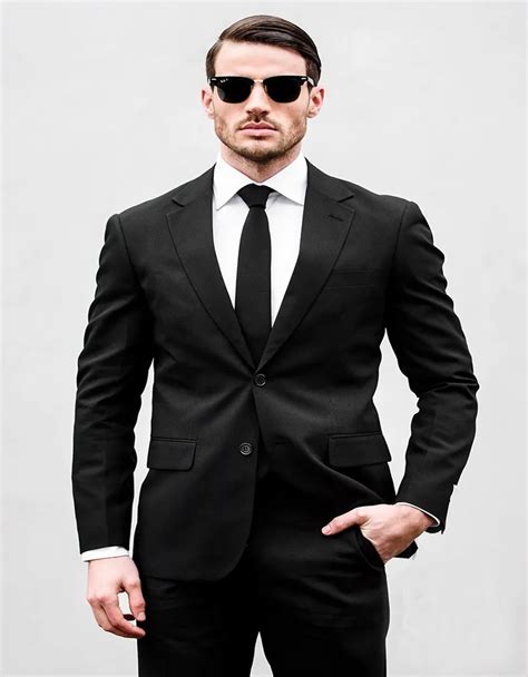 2017 De Los Hombres Por Encargo Traje Negro Slim Fit Muesca Solapa De