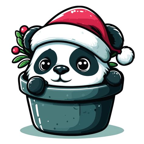 Beautiful Christmas Panda Wearing Santa Hat Ai Generative 33860471 Png