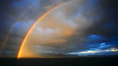 HD wallpaper: Bright Double Rainbow, rainbows, stormy, nature, clouds ...