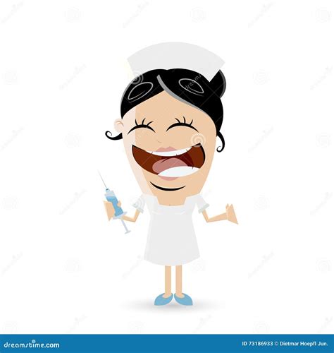 Funny Cartoon Nurse With Syringe Stock Vector Illustration Of Person Clipart 73186933