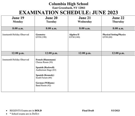 Regents Schedule Jere Harmonie