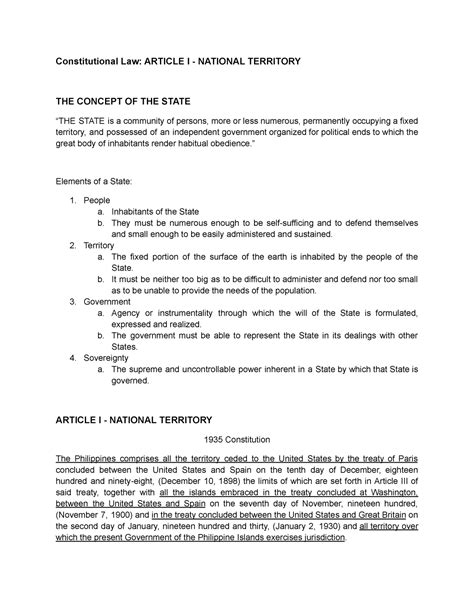 Constitutional Law Article I Notes Constitutional Law Article I