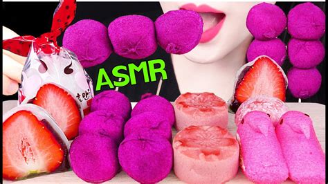 Asmr Cherry Blossom Bread Strawberry Rice Cakes Purple Rice Cakes 딸기