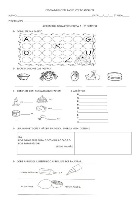 DOCX Avaliação Língua Portuguesa 2º ano DOKUMEN TIPS