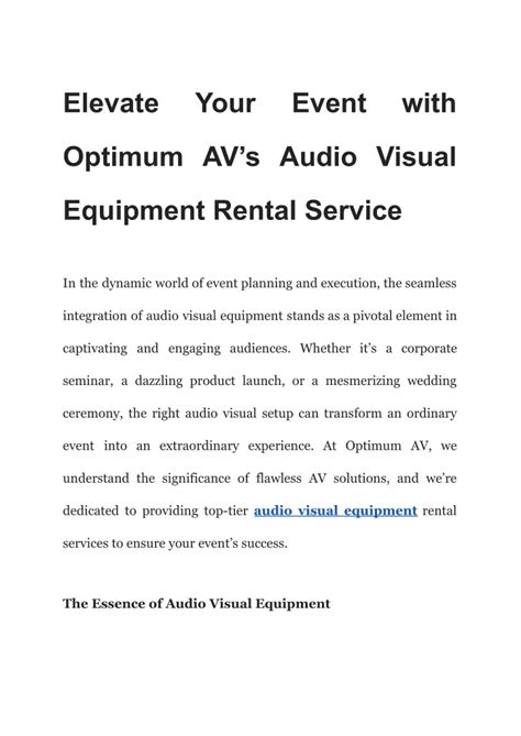 PPT Elevate Your Event With Optimum AVs Audio Visual Equipment