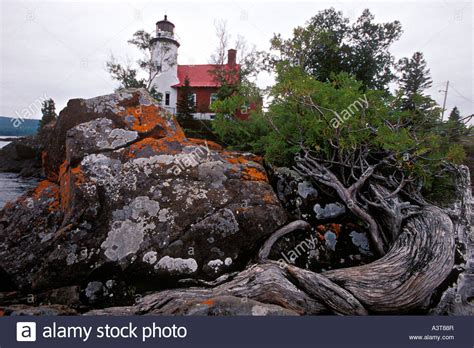 Eagle Harbor Lighthouse On Lake Superior In Eagle Harbor Michigan On