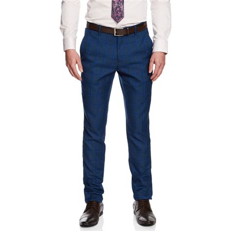 Love This Yd Dean Skinny Dress Pant Blue Check 30