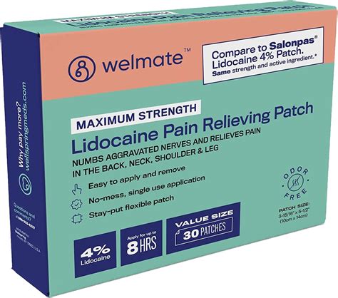 Welmate 4 Lidocaine Numbing Patch Maximum Strength