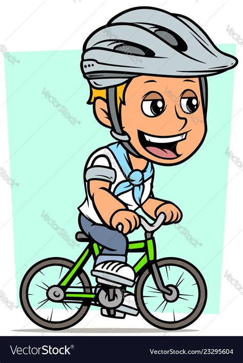 Cartoon Blonde Boy Character Riding On Bicycle Vector Image