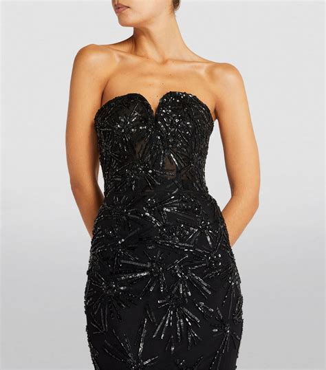 Womens Zuhair Murad Black Embellished Strapless Gown Harrods US