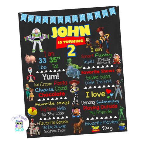 Toy Story Birthday Sign - Chalkboard – Cute Pixels Shop