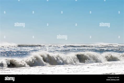 Breaking Ocean Waves At A East Hampton Beach East Hampton Ny Stock