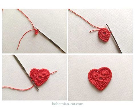 Crochet Heart Bookmark Tutorial Bohemian Cat