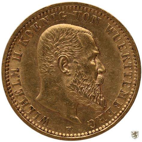 Württemberg 10 Mark 1904 F Wilhelm II BU MA Shops