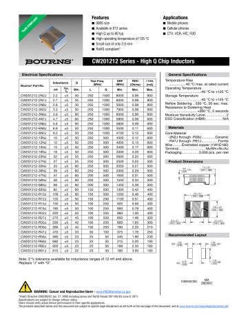 Bourns Cw Magnetic Product Sheet Manualzz