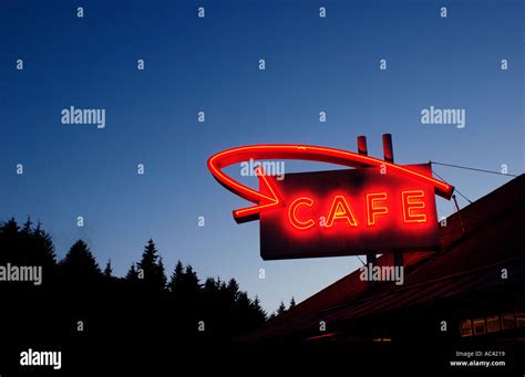 Neon Cafe Sign Stock Photo - Alamy