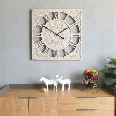 One Allium Way Oversized Hamill Flourish Cut Out Wood Wall Clock