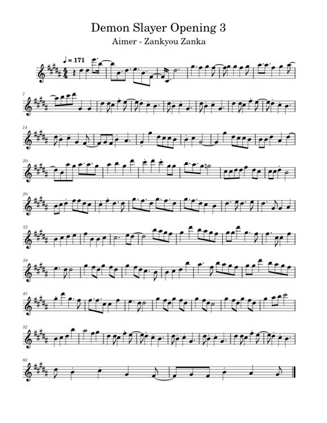 Demon Slayer Opening 3 Sheet Music For Flute Solo