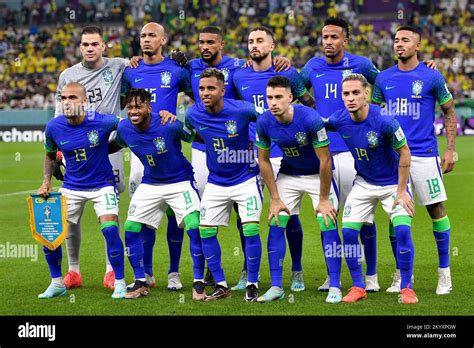 Lusail City Qatar Dicembre Teamphoto Del Brasile Con Ederson Del