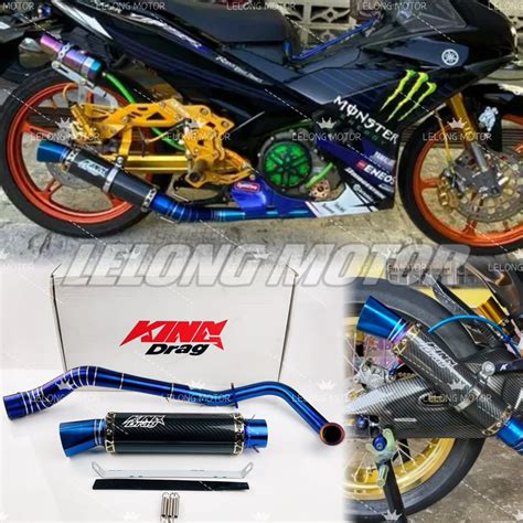 Yamaha Y Zr Mm Exhaust Muffler Box King Drag Titanium Blue Carbon