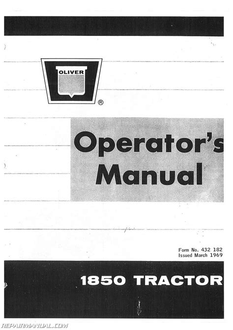 Oliver 1850 Tractor Operators Manual