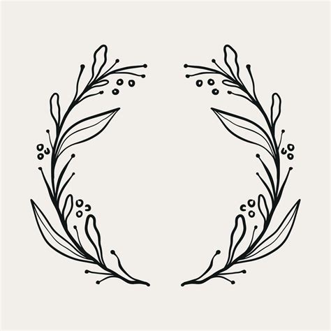 Black Decorative Circle Floral Frame Vector Wreath With Branches