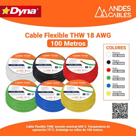 Cable Flexible Thw Awg Verde Metros Dyna Cia S A