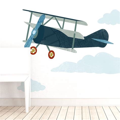 Vintage Airplane Fabric Wall Decal Wonder Wings First Flight Mej Mej - Etsy